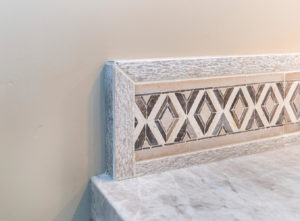 Steve Yochum-Built Home, Focus on custom bathroom backsplash detail